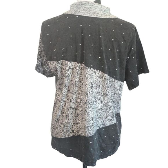 Jamie Sadock Geometric Abstract Print Polo Shirt L Black Gray 100% Cotton - Picture 5 of 5
